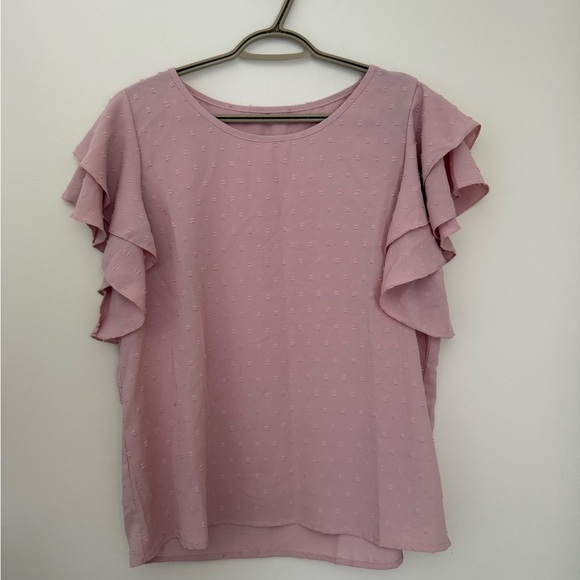 SHEIN Tops - SHEIN Light Pink Ruffle Sleeve Top